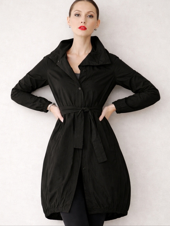 Eileen Fisher Jackets & Blazers - Eileen Fisher| Modern Tailored Black Trench Bubble Hemline